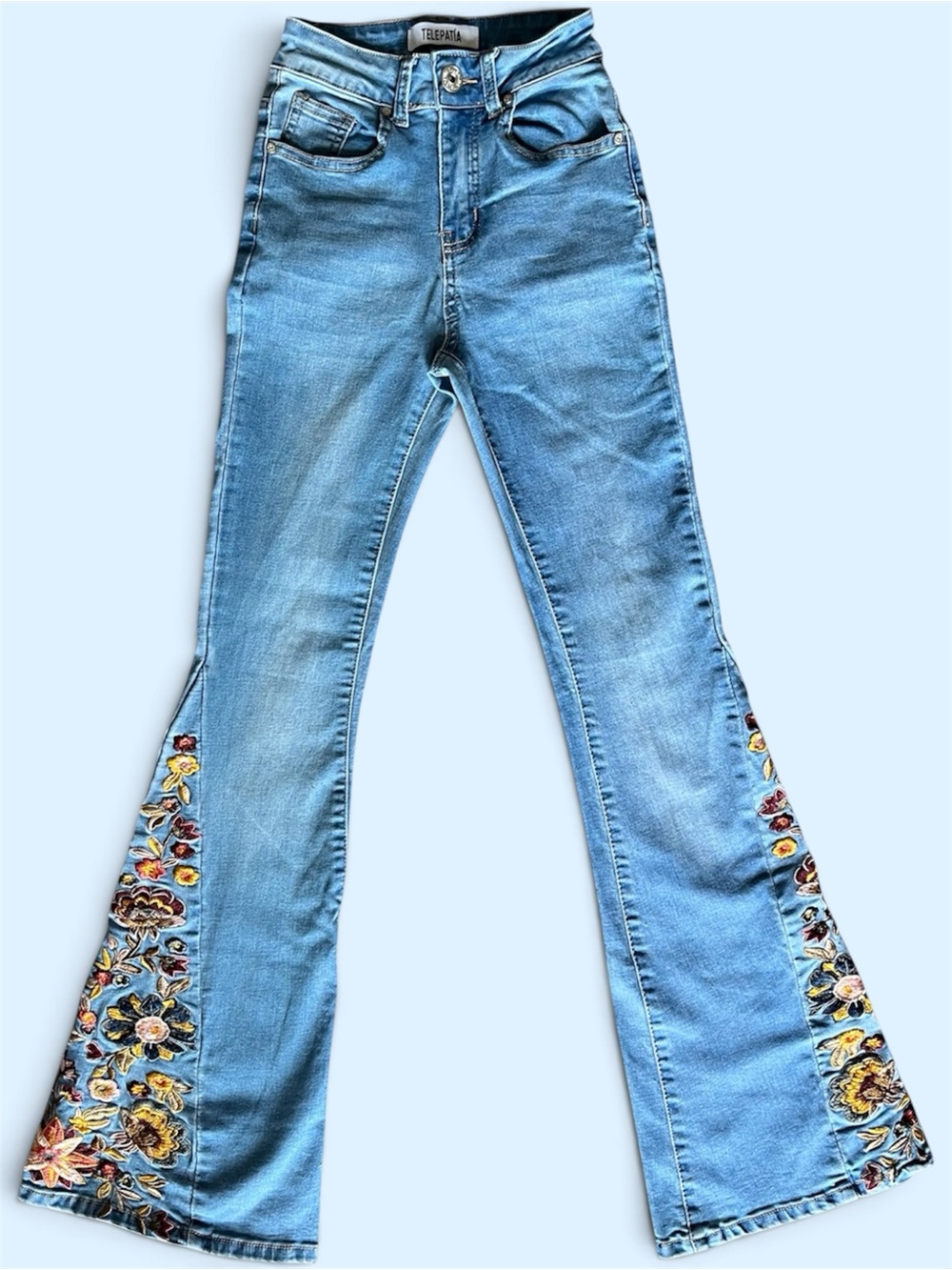 Telepatía Floral Embroidered Flare Jeans Y2K💐